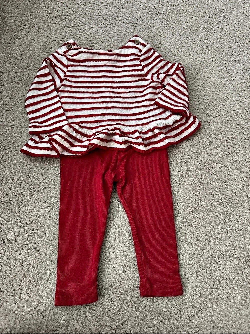 Cloud Island Red and White Striped Peplum Top and Leggings Set Red & White